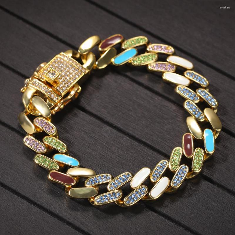 Link Bracelets Fashion Hip Hop Jewelry 12mm Colorful Dripping Oil Bracelet Curb Cuban Chain Mens Thick Silver Plated Rhinestone
Link Bracelets Fashion Hip Hop Jewelry 12mm Colorful Dripping Oil Bracelet Curb Cuban Chain Mens Thick Silver Plated Rhinestone