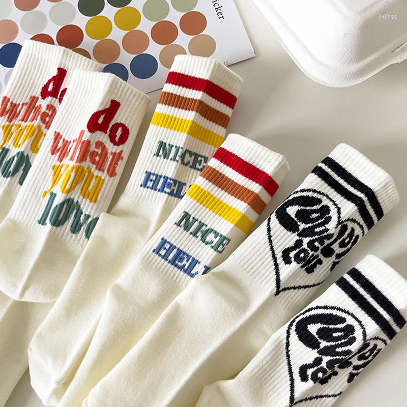 Women Socks Woman Funny Striped Letter Cotton Creative White Female Sports Student Soft Middle Tube, A3
Women Socks Woman Funny Striped Letter Cotton Creative White Female Sports Student Soft Middle Tube, A3
