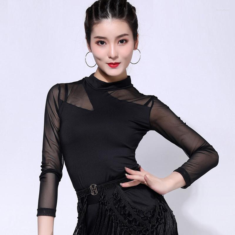 Stage Wear Arrival Women Ballroom Latin Dance Tops Sexy Irregular Mesh Long Sleeve Samba Top Female Practice Dancing DL5495, Black
Stage Wear Arrival Women Ballroom Latin Dance Tops Sexy Irregular Mesh Long Sleeve Samba Top Female Practice Dancing DL5495, Black