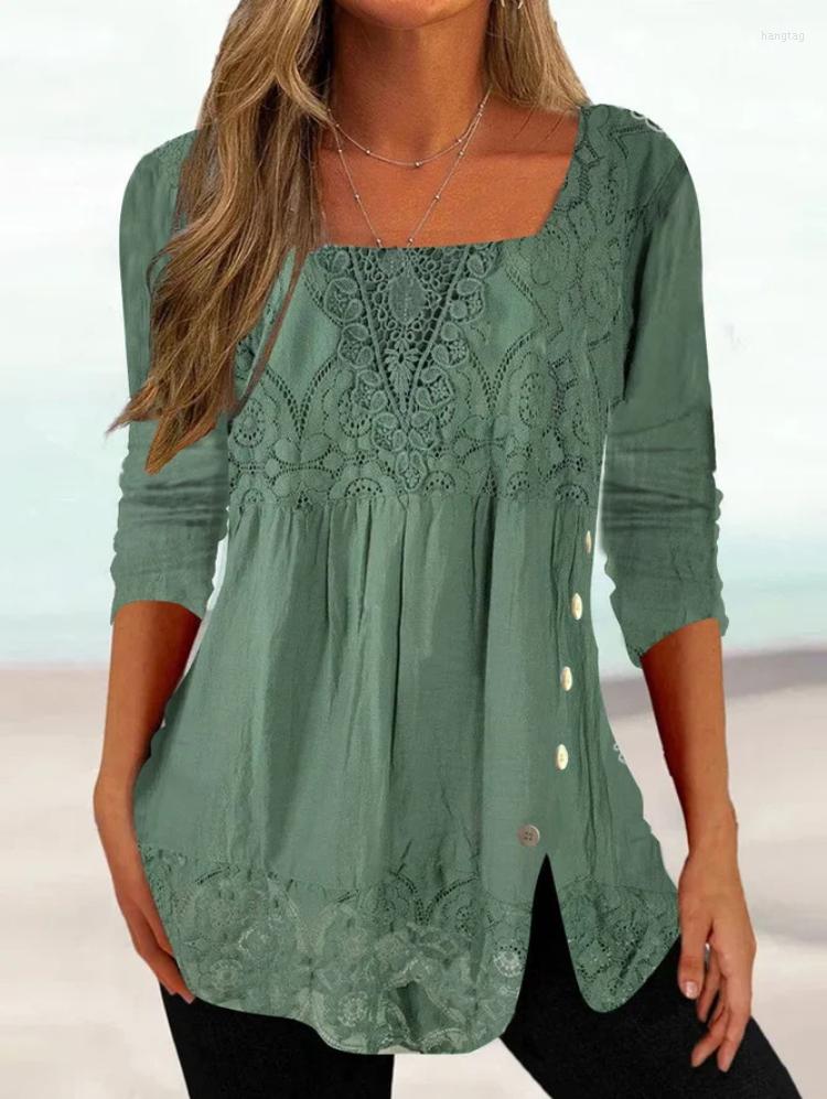 Women' Blouses 2023 Casual Spring Summer Women Blouse Shirt Solid Color Square Collar Lace Buttons Hem Slit Elegant Pullover Tops, Pink
Women' Blouses 2023 Casual Spring Summer Women Blouse Shirt Solid Color Square Collar Lace Buttons Hem Slit Elegant Pullover Tops, Pink