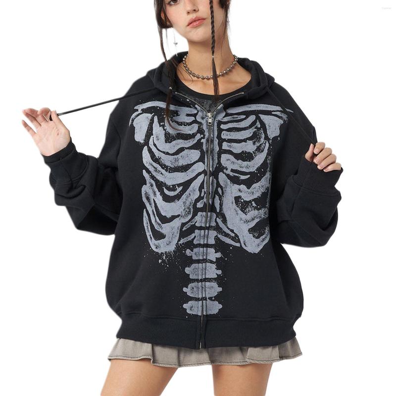 Women' Jackets Women' Spring Autumn Casual Hooded Coat Black Long Sleeve Skull Print Zipper Hoodie
Women' Jackets Women' Spring Autumn Casual Hooded Coat Black Long Sleeve Skull Print Zipper Hoodie