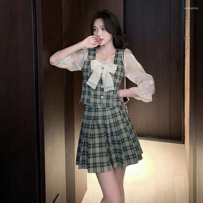 Work Dresses Japanese-style Sweet Plaid Two Pieces Suit For Women :Elegant Square Collar Big Bow Kawaii Blouse High Waist Pleated Skirt Set, Gray
Work Dresses Japanese-style Sweet Plaid Two Pieces Suit For Women :Elegant Square Collar Big Bow Kawaii Blouse High Waist Pleated Skirt Set, Gray