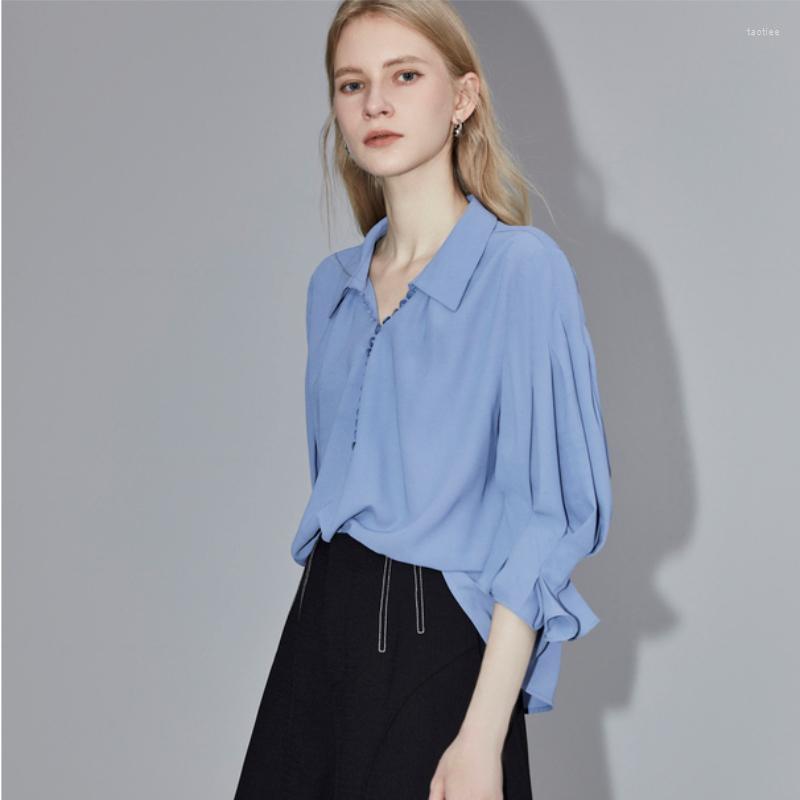 Women' Blouses Chiffon Shirt For Women Summer 2023 In Solid Casual Loose Fashion Seventh Sleeve Top Turn-down Collar Elegant, Blue
Women' Blouses Chiffon Shirt For Women Summer 2023 In Solid Casual Loose Fashion Seventh Sleeve Top Turn-down Collar Elegant, Blue
