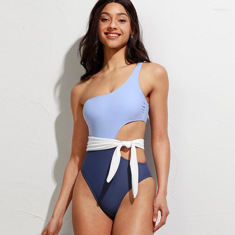 Women' Swimwear 2023 European And American Fashion Solid Color One-shoulder Belt Stitching Leopard Print Waistless One-piece Swi, Blue
Women' Swimwear 2023 European And American Fashion Solid Color One-shoulder Belt Stitching Leopard Print Waistless One-piece Swi, Blue