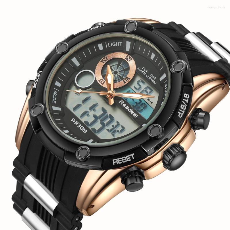 Wristwatches Readeel Sports Watch Men Analog Digital Military Silicone Army Sport LED Waterproof Wrist Watches Relogio Masculino 2023, Gold
Wristwatches Readeel Sports Watch Men Analog Digital Military Silicone Army Sport LED Waterproof Wrist Watches Relogio Masculino 2023, Gold