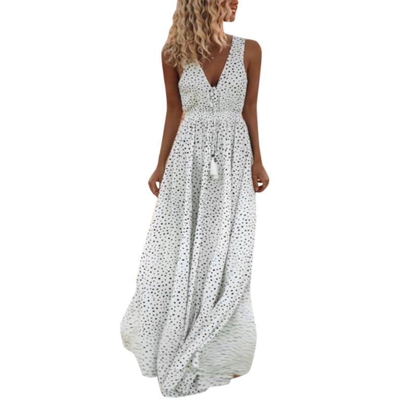 Casual Dresses Women Summer Sleeveless Dot Print Tassels Deep V Neck Long Beach Maxi DressCasual, White
Casual Dresses Women Summer Sleeveless Dot Print Tassels Deep V Neck Long Beach Maxi DressCasual, White