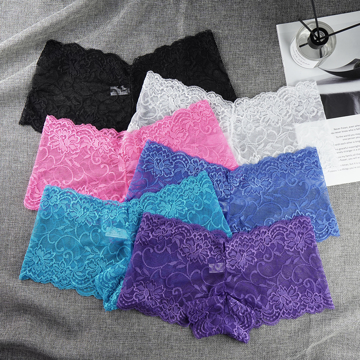 Women's Panties 6 Pieces Ladies Lace Panties Sexy Underwear Women Boyshort Thin Underpants Boxer See Through Femme Plus Size 230414