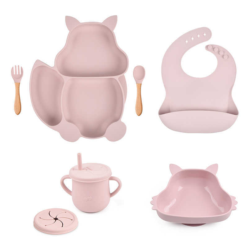 Cups Dishes Utensils 4/7/9PCS Baby Silicone Sucker Plate Bowl Cup Bibs Spoon Fork Sets Cute Squirrel Non-slip Tableware Kid's Feeding Dishes BPA Free AA230413
Cups Dishes Utensils 4/7/9PCS Baby Silicone Sucker Plate Bowl Cup Bibs Spoon Fork Sets Cute Squirrel Non-slip Tableware Kid's Feeding Dishes BPA Free AA230413
