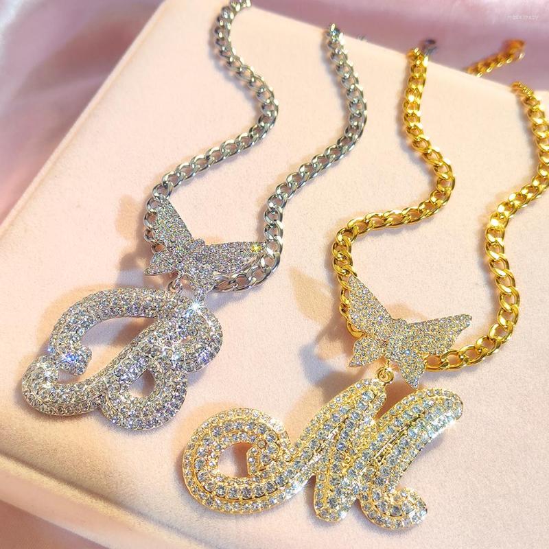 Chains Hip Hop Stainless Steel Chain Bling Butterfly Letter Pendant Necklace For Women Punk Cursive Letters Cuban Link Jewelry
Chains Hip Hop Stainless Steel Chain Bling Butterfly Letter Pendant Necklace For Women Punk Cursive Letters Cuban Link Jewelry