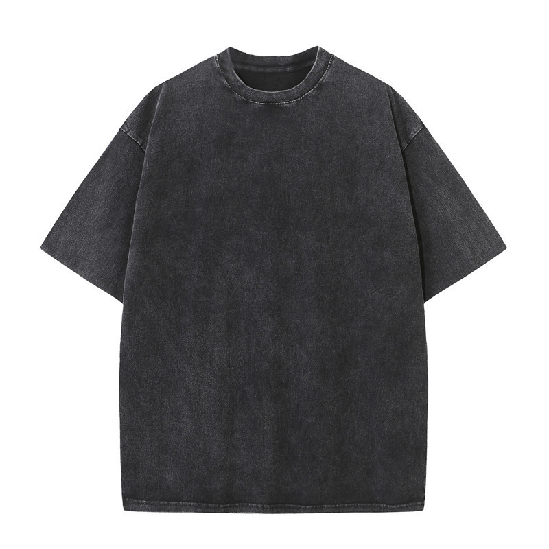Men's Oversized Vintage Washed T-Shirt - 280Gsm Heavyweight Cotton, Casual Streetwear, V-Neck, Half Sleeve,
