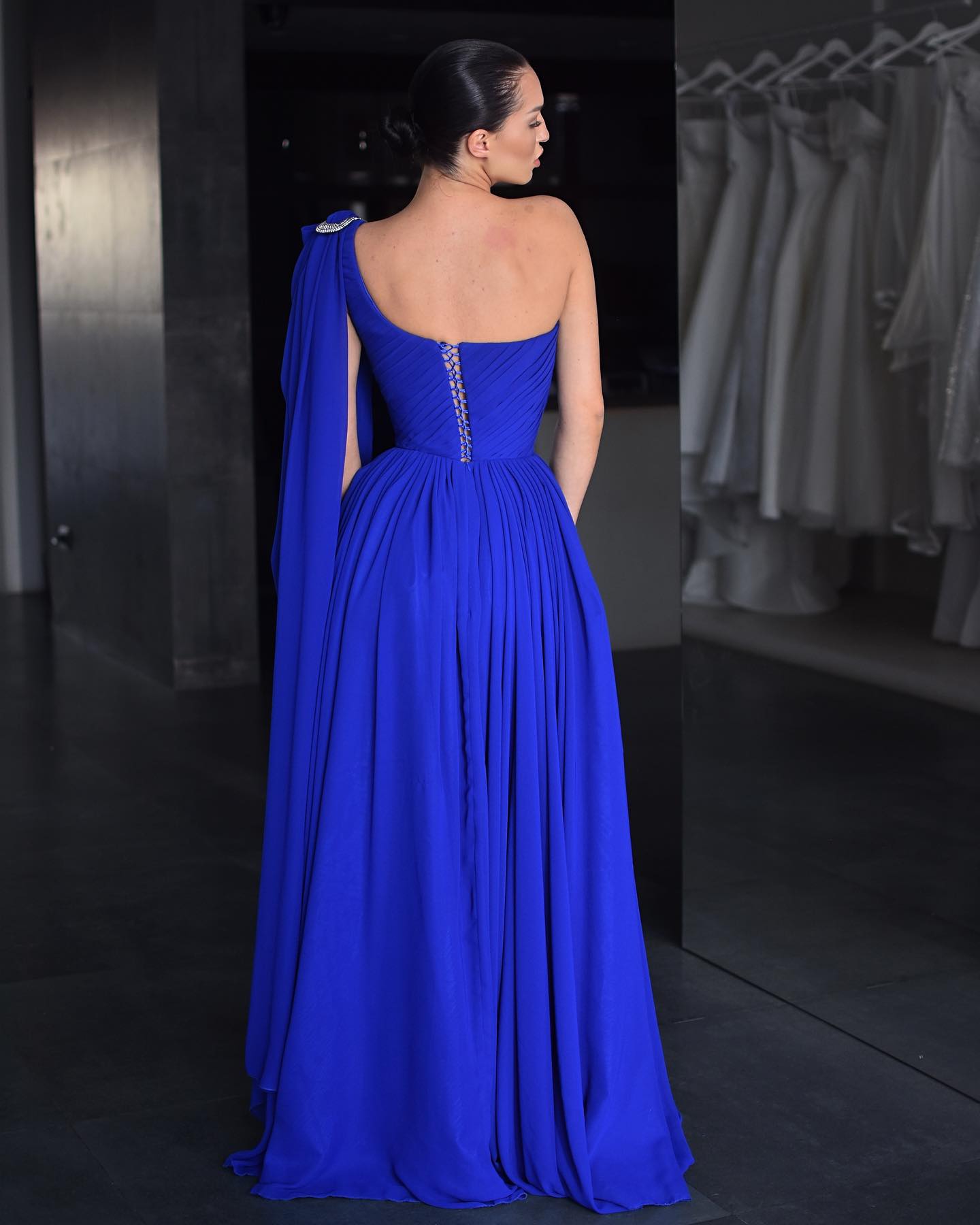 Royal Blue A E Prom Dresses One Shoulderchiffon Evening Split Ruffle Formal Long Special Ocn Party Dress 6660305