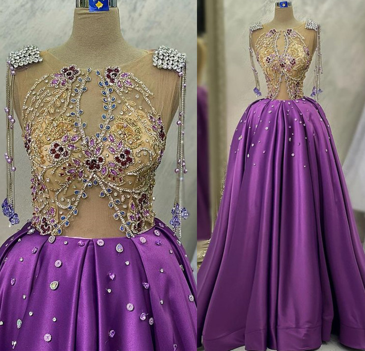 

2023 April Aso Ebi Lilac A-line Prom Dress Beaded Crystals Lace Evening Formal Party Second Reception Birthday Engagement Gowns Dresses Robe De Soiree ZJ526, Hunter green