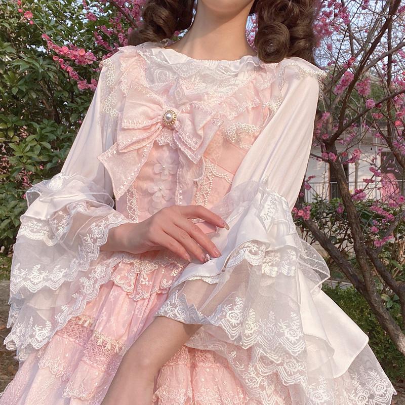 Women's Blouses Kawaii Lolita Blouse Japan Style Soft Girl Cute Tops Summer Ruched Collar Ruffle Flare Lace Sleeve Chiffon White Shirts, White blouse
Women's Blouses Kawaii Lolita Blouse Japan Style Soft Girl Cute Tops Summer Ruched Collar Ruffle Flare Lace Sleeve Chiffon White Shirts, White blouse