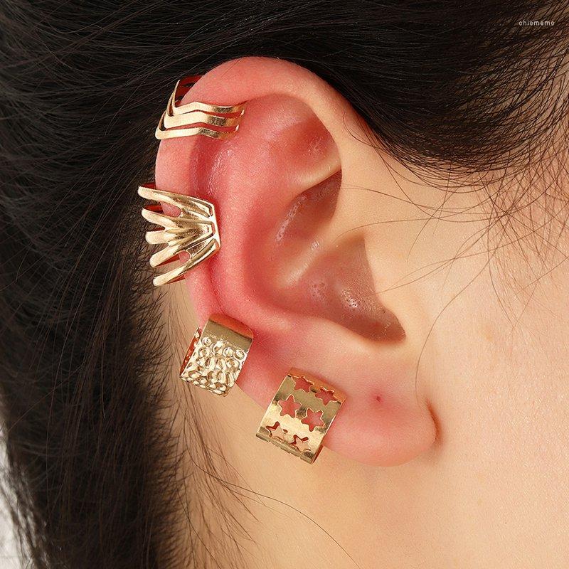 Backs Earrings 4PC/SET Fashion Ear Cuff Clip On For Women Hollow Gold Color Fake Cartilage Earring No Pierced Jewelry
Backs Earrings 4PC/SET Fashion Ear Cuff Clip On For Women Hollow Gold Color Fake Cartilage Earring No Pierced Jewelry