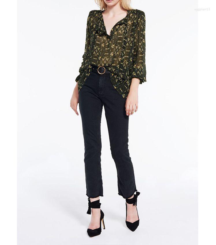 Women's Blouses Spring Autumn Style Viscose Geometric Print Tie Bandwidth Loose Long Sleeve Blouse, Multi
Women's Blouses Spring Autumn Style Viscose Geometric Print Tie Bandwidth Loose Long Sleeve Blouse, Multi