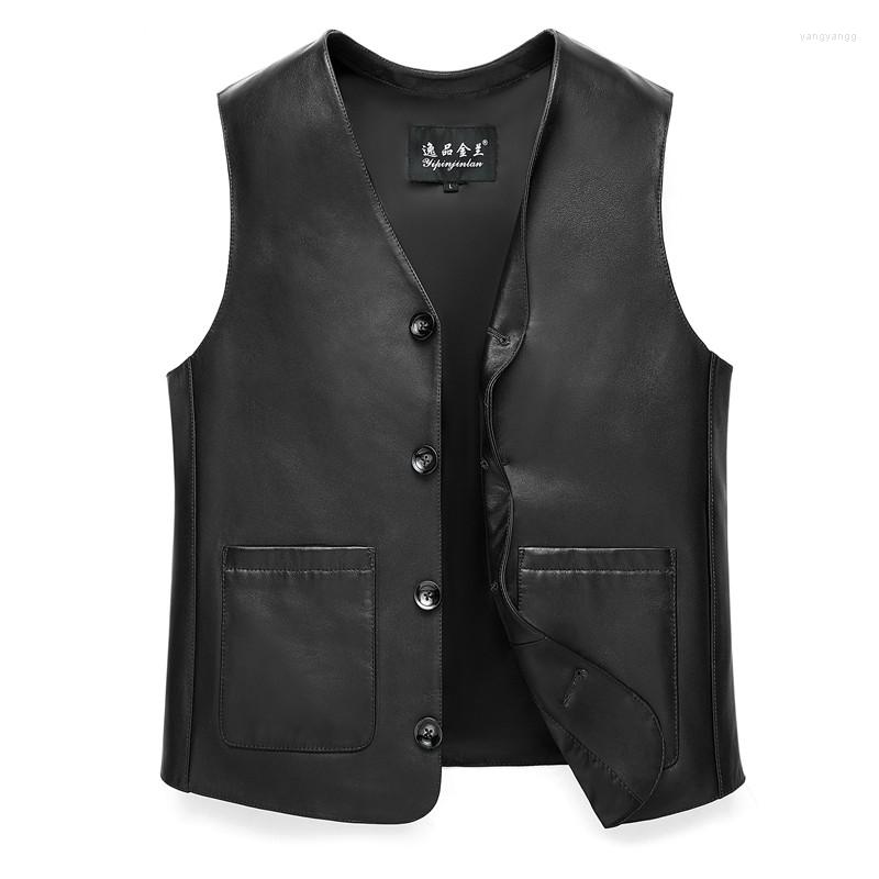 Men' Vests Men' Genuine Leather Suit Vest Sheepskin Businss Casual Waistcoat Spring Autumn Single Breasted Sleeveless Jacket, Black
Men' Vests Men' Genuine Leather Suit Vest Sheepskin Businss Casual Waistcoat Spring Autumn Single Breasted Sleeveless Jacket, Black