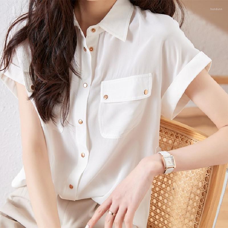Women' Blouses Lapel Shirt Women Loose Look Thin White Short Sleeved Chiffon Top Summer Camisas De Mujer
Women' Blouses Lapel Shirt Women Loose Look Thin White Short Sleeved Chiffon Top Summer Camisas De Mujer