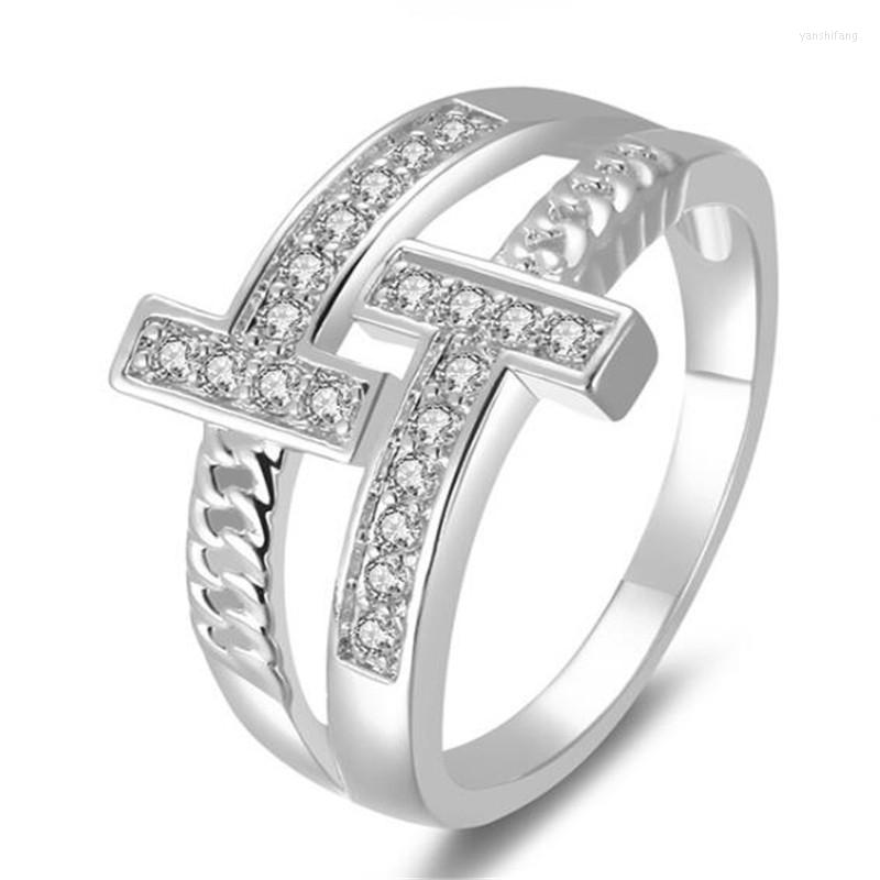 Cluster Rings Fashion Simple Double Cross Finger Ring Gold Silver Color Crystal Women's Trend Fine Female Jewelry Accessories
Cluster Rings Fashion Simple Double Cross Finger Ring Gold Silver Color Crystal Women's Trend Fine Female Jewelry Accessories