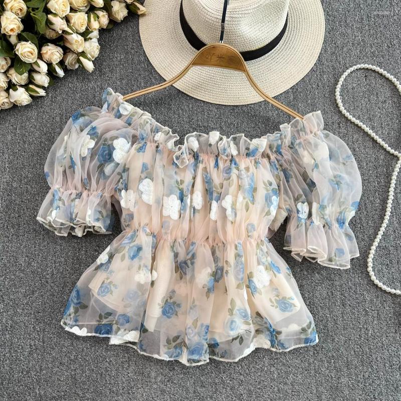 Women's Blouses French Chic Elegant For Women Almighty Casual Puff Short Sleeve Slash Neck Chiffon Spliced Femme Crop Shirts Tops Blusas, Blue
Women's Blouses French Chic Elegant For Women Almighty Casual Puff Short Sleeve Slash Neck Chiffon Spliced Femme Crop Shirts Tops Blusas, Blue