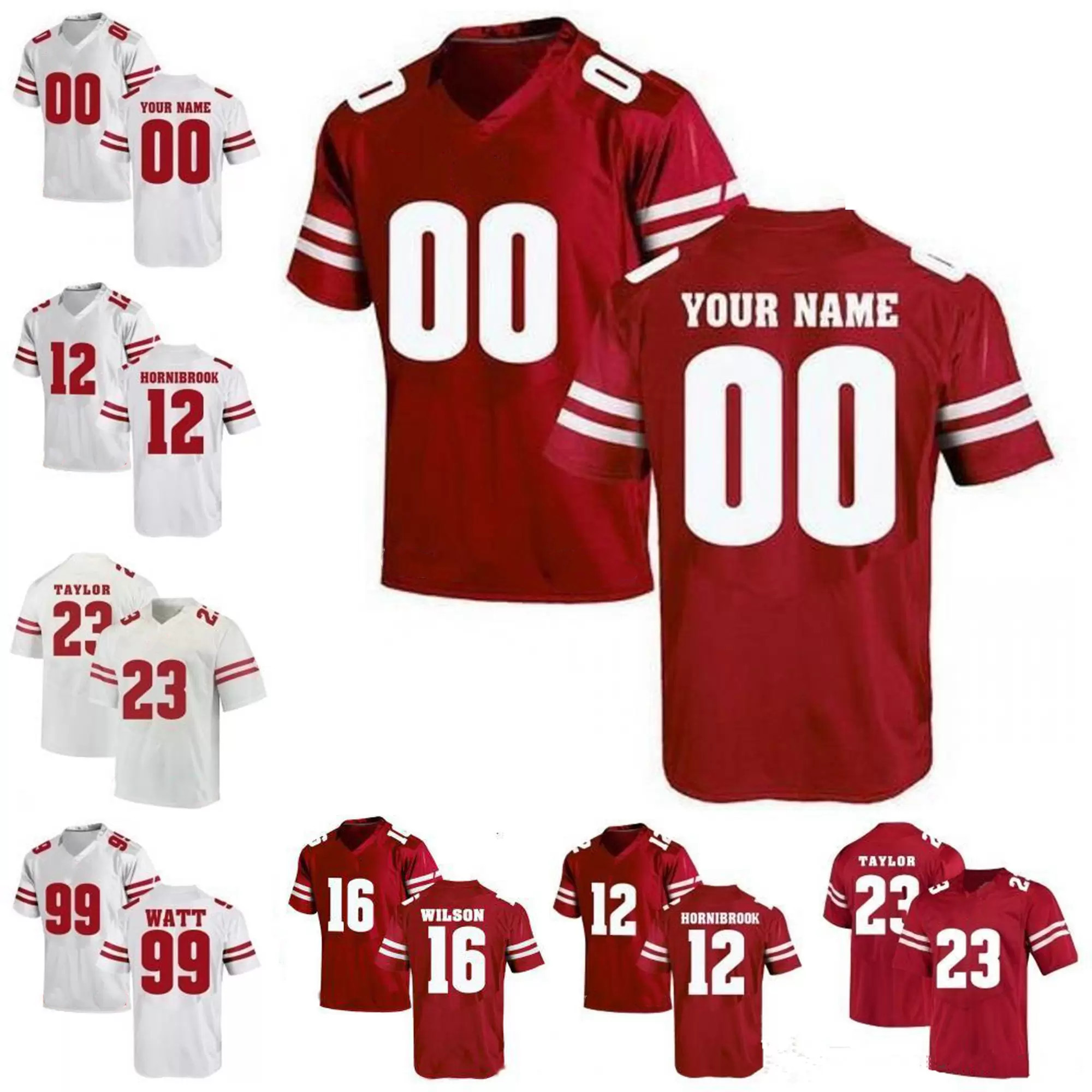 Custom NCAA Wisconsin Badgers Football Jersey 23 Jonathan Taylor 16 Russell Wilson 99 JJ Watt 25 Melvin Gordon III 0 Braelon Allen Alex Hornibrook Red White Jerseys, Women color 1
Custom NCAA Wisconsin Badgers Football Jersey 23 Jonathan Taylor 16 Russell Wilson 99 JJ Watt 25 Melvin Gordon III 0 Braelon Allen Alex Hornibrook Red White Jerseys, Women color 1