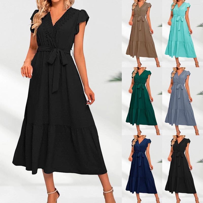 Casual Dresses Women Summer Bohemian Wrap V Neck Ruffle Cap Sleeveless Belt A Line Pleated Hem Swing Midi Short For, Green
Casual Dresses Women Summer Bohemian Wrap V Neck Ruffle Cap Sleeveless Belt A Line Pleated Hem Swing Midi Short For, Green