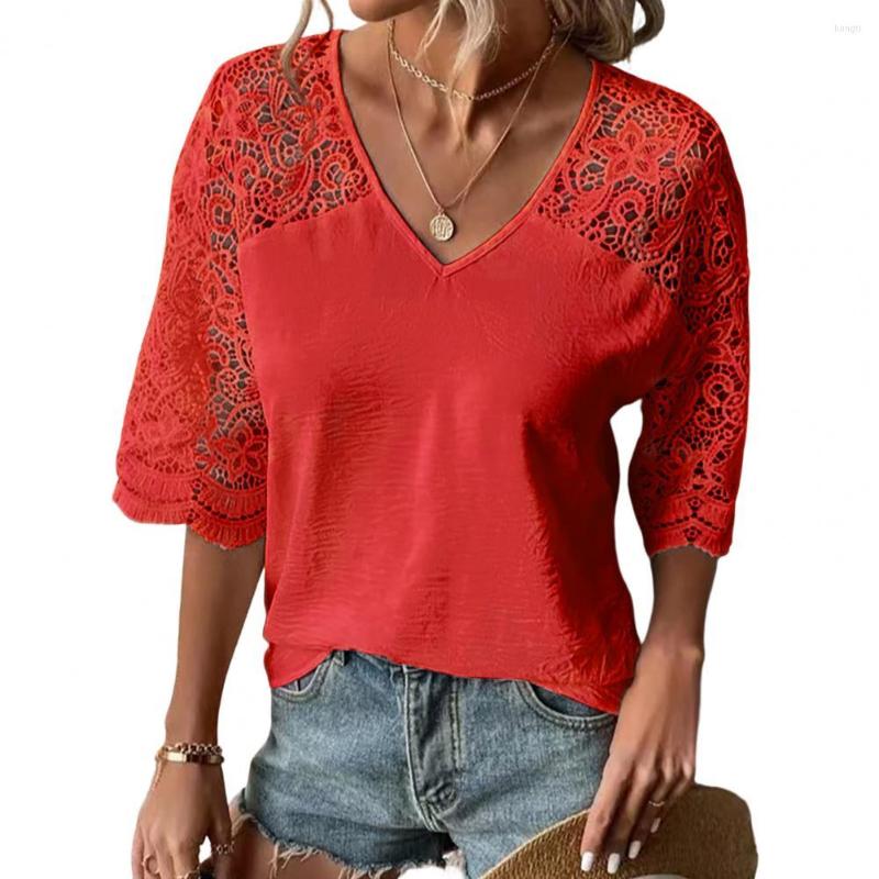 Women's Blouses Women Shirts And Top 2023 Summer Solid Color V-neck Lace Stitching Half Sleeve Hollow Out Blouse Clothing, Purple
Women's Blouses Women Shirts And Top 2023 Summer Solid Color V-neck Lace Stitching Half Sleeve Hollow Out Blouse Clothing, Purple