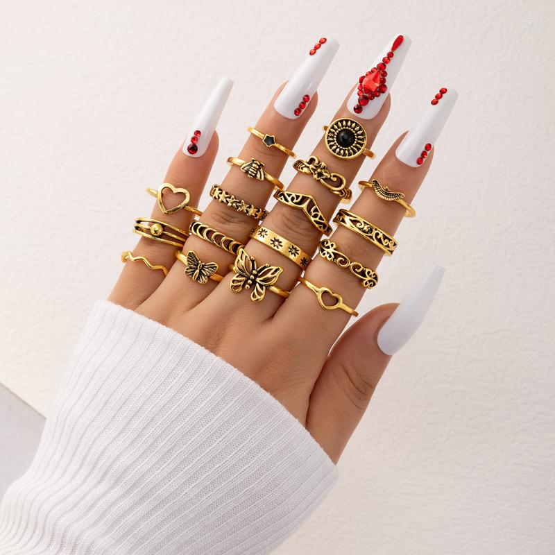 Cluster Rings Charms Butterfly Ring Sets Eagle Bee Gold Color Heart Star Alloy Metal For Women Men Anillo 17pcs/sets 22710
Cluster Rings Charms Butterfly Ring Sets Eagle Bee Gold Color Heart Star Alloy Metal For Women Men Anillo 17pcs/sets 22710
