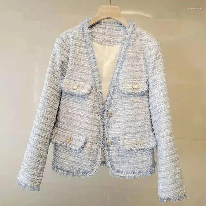 Women's Jackets Vintage Simple Blue Short Tweed Jacket Women Spring 2023 Casual V-Neck Single Breasted Full Sleeve Coat Female Tide, Sky blue
Women's Jackets Vintage Simple Blue Short Tweed Jacket Women Spring 2023 Casual V-Neck Single Breasted Full Sleeve Coat Female Tide, Sky blue