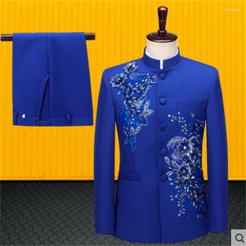 Men's Suits Blazer Men Groom Suit Set Pants Mens Wedding Sequins Applique Singer Stage Embroidered Stand-up Collar Formal Dress B594, Blue
Men's Suits Blazer Men Groom Suit Set Pants Mens Wedding Sequins Applique Singer Stage Embroidered Stand-up Collar Formal Dress B594, Blue