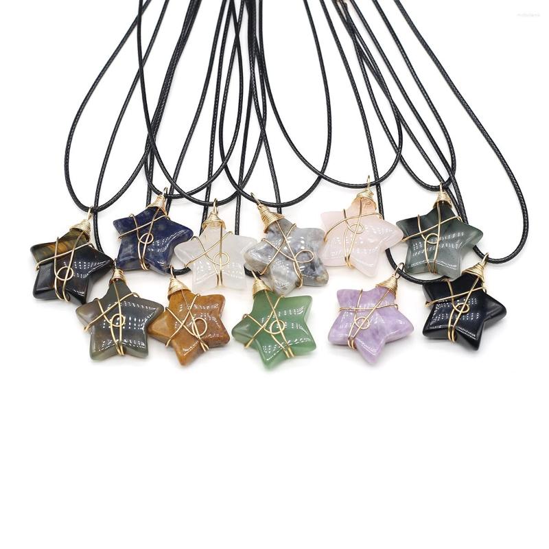 Pendant Necklaces Natural Stone Rose Quartz Tiger Eye Five-pointed Star Shape Necklace For Women And Men Jewelry Gift 38x30x12mm
Pendant Necklaces Natural Stone Rose Quartz Tiger Eye Five-pointed Star Shape Necklace For Women And Men Jewelry Gift 38x30x12mm