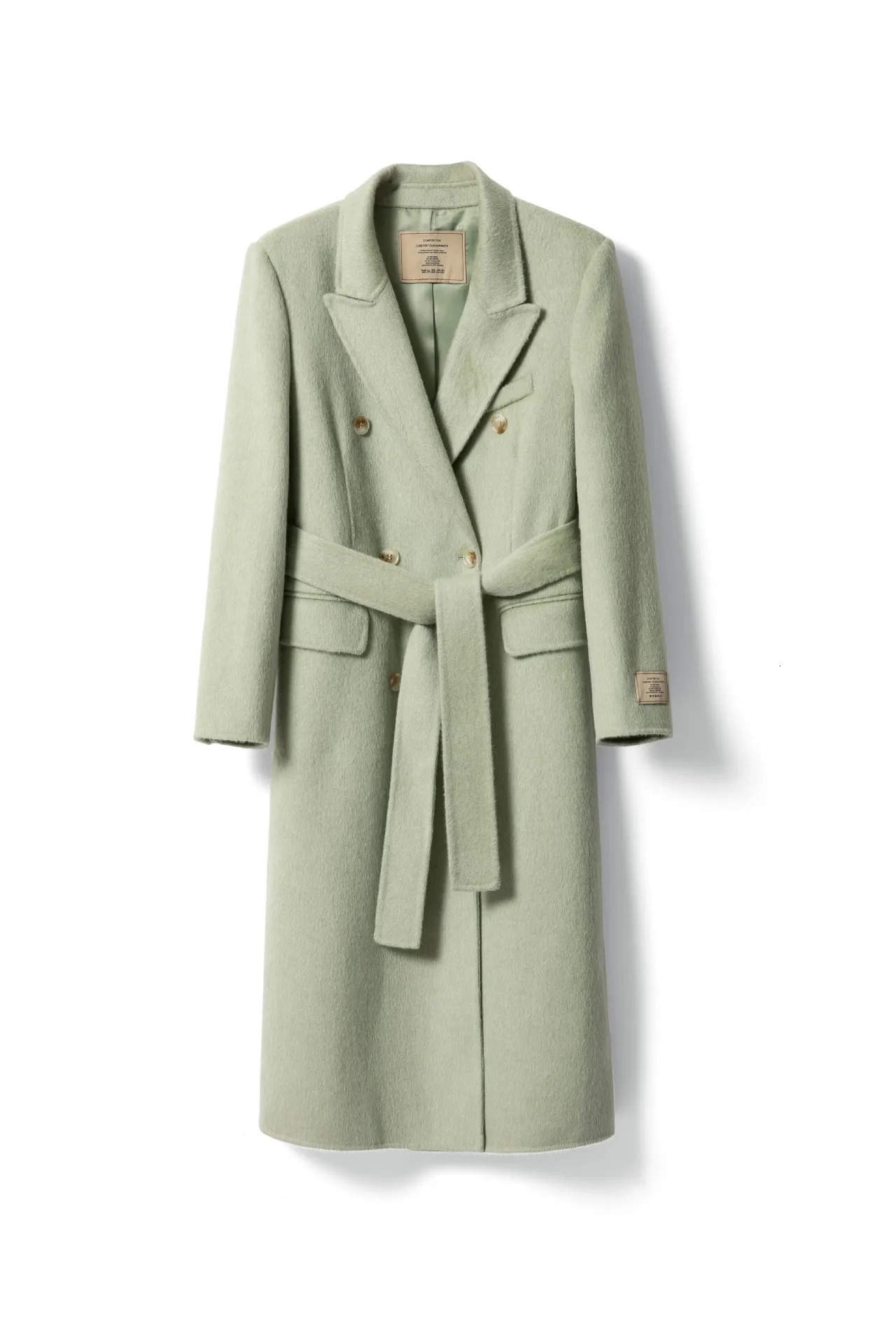 Women's Wool Blends Naizaiga 100 Australian Wool camel white green pink long brown black Women coat with belt SM7 231114