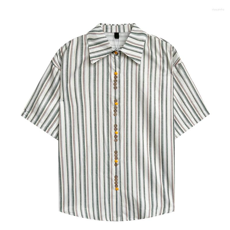 Women's Blouses Japanese Retro Color Striped Small Breasted Lapel Loose Casual Thin Short Sleeved Shirt, Picture shown
Women's Blouses Japanese Retro Color Striped Small Breasted Lapel Loose Casual Thin Short Sleeved Shirt, Picture shown