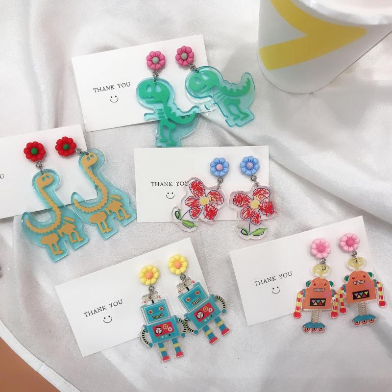 Dangle Earrings Fashion Exaggerated Cute Green Dinosaur Cartoon Robot Flower Personality Creative Acrylic For Women Girls Jewelry Gift
Dangle Earrings Fashion Exaggerated Cute Green Dinosaur Cartoon Robot Flower Personality Creative Acrylic For Women Girls Jewelry Gift