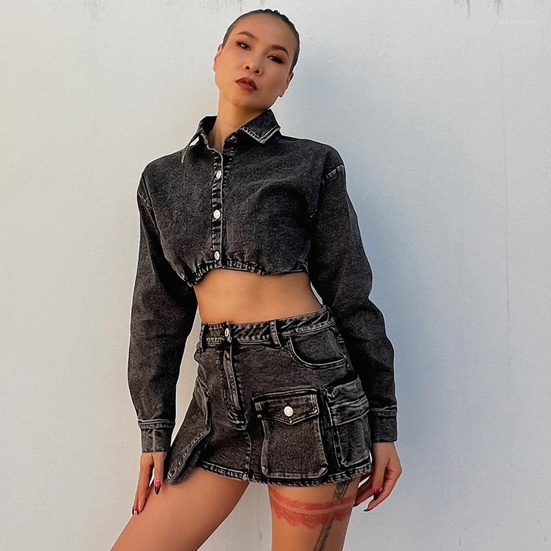 Work Dresses 2023 Dress Sets Short Grey Double Pockets Mini Skirt Two Piece Set Outfits Spring Turn Down Collar Long Sleeve Denim Jacket
Work Dresses 2023 Dress Sets Short Grey Double Pockets Mini Skirt Two Piece Set Outfits Spring Turn Down Collar Long Sleeve Denim Jacket