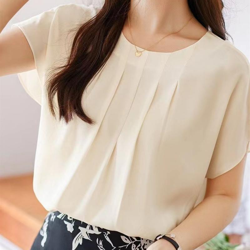 Women' Blouses Women Shirts 2023 Summer Silk Blended Round Neck Solid Color Pleated Short-sleeved, Pink
Women' Blouses Women Shirts 2023 Summer Silk Blended Round Neck Solid Color Pleated Short-sleeved, Pink