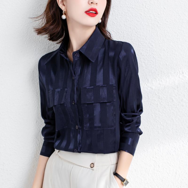Women' Blouses & Shirts Spring High Quality Striped And Vintage Pockets Long Sleeve Lapel Silk Tops Blusas Mujer De Moda 2023Women, Blue
Women' Blouses & Shirts Spring High Quality Striped And Vintage Pockets Long Sleeve Lapel Silk Tops Blusas Mujer De Moda 2023Women, Blue