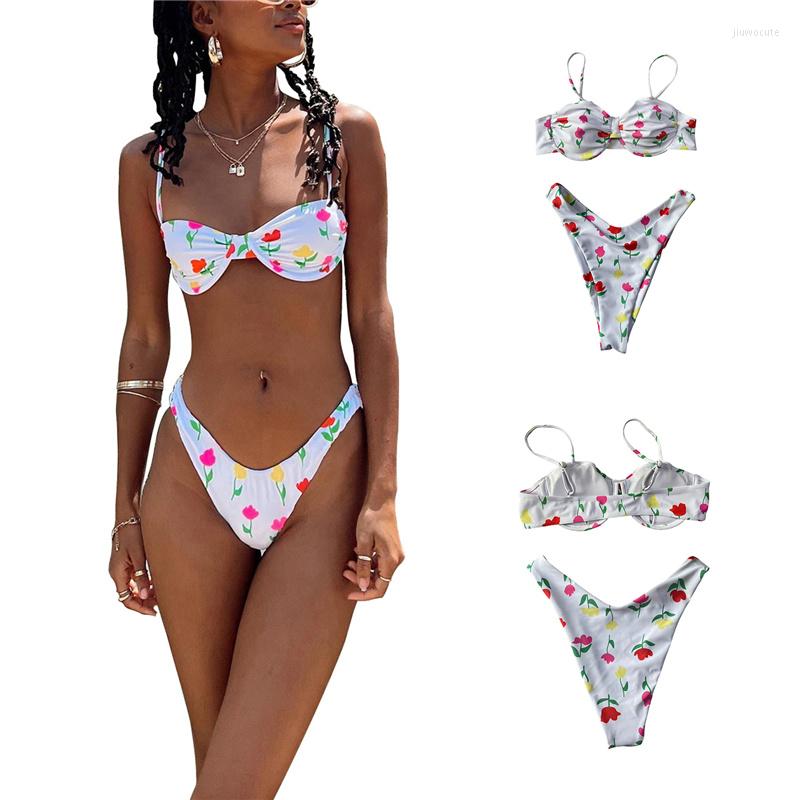 Women' Swimwear Women Bikini Set Flower Print Sleeveless Bra With Low Waist Briefs Summer Bathing Swimsuit, Picture shown
Women' Swimwear Women Bikini Set Flower Print Sleeveless Bra With Low Waist Briefs Summer Bathing Swimsuit, Picture shown