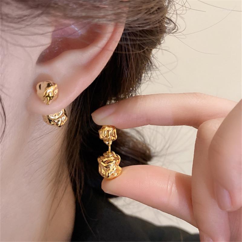 

Stud Earrings Europe And The United States Try Metal Style Irregular Fold For Women Fashion Design Sense Jewelry Girl Gift