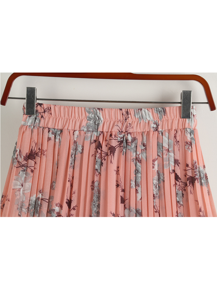 Skirts TIGENA Chiffon Pleated Skirt for Women Spring Summer Vintage Floral Print Boho Beach High Waist Midi Long Skirt Female 230414