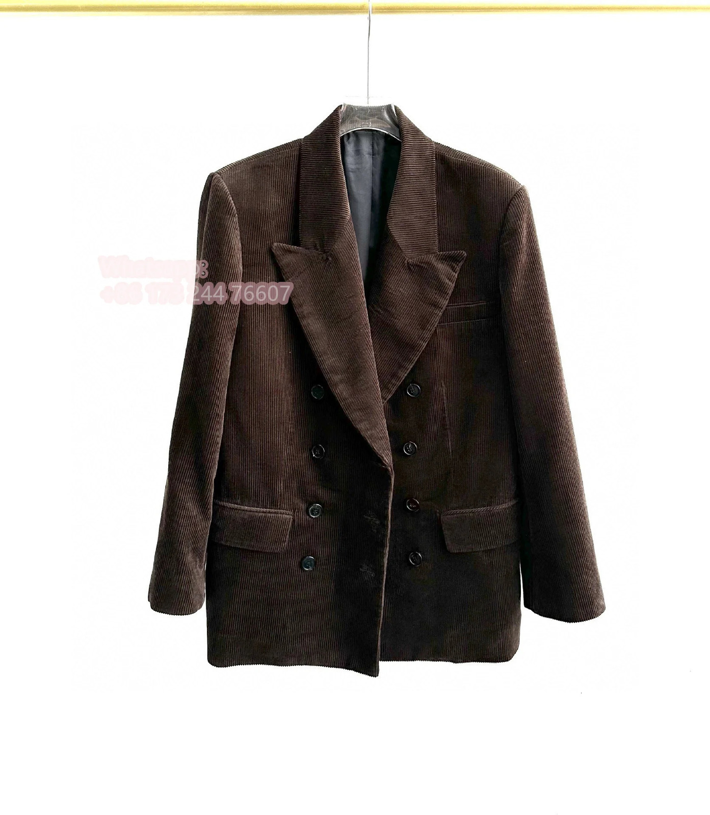 Womens Wool Blends Women Winter Jacket Corduroy Coat Blazer Dark Brown TurnDown Collar Full Sleeve Classic Vintage Trench Warm 231113