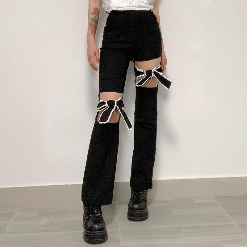 Women' Pants Chic Y2K Trend Bow Hole Women' High Waist Independent Aesthetics Casual Straight Street Wear Elegant E Girl, Black
Women' Pants Chic Y2K Trend Bow Hole Women' High Waist Independent Aesthetics Casual Straight Street Wear Elegant E Girl, Black