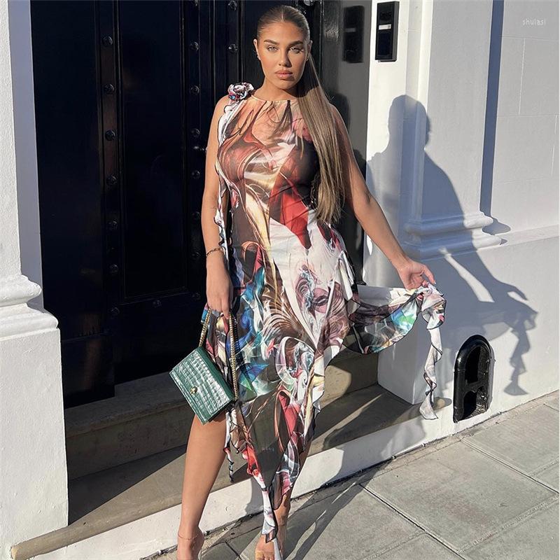 Casual Dresses 2023 Summer Women' Clothes Fashion Sweet Printed Round Neck Three-Dimensional Flower Irregular Sexy High Slit Dress, White
Casual Dresses 2023 Summer Women' Clothes Fashion Sweet Printed Round Neck Three-Dimensional Flower Irregular Sexy High Slit Dress, White