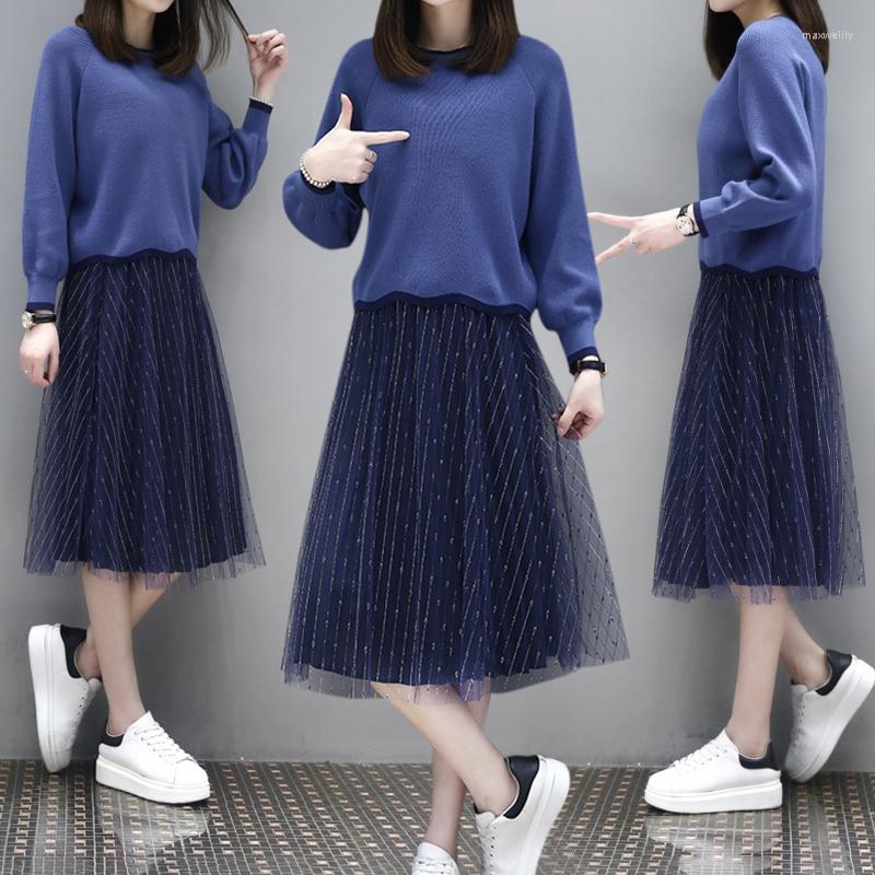 Work Dresses 2023 Sweater 2 Spring Mesh Skirt Set Plus Size Women Two Piece Outfits Korean Conjuntos De Mujer KJ2023, Blue
Work Dresses 2023 Sweater 2 Spring Mesh Skirt Set Plus Size Women Two Piece Outfits Korean Conjuntos De Mujer KJ2023, Blue