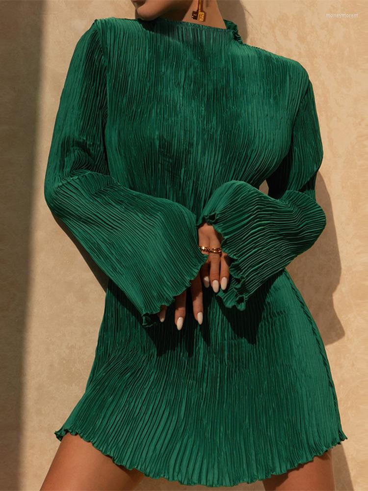 Casual Dresses UKCNSEP Elegant Flare Sleeve O Neck Pleated Mini Dress For Women Robe Autumn Long Ruched Short Clubwear Vestido, Green
Casual Dresses UKCNSEP Elegant Flare Sleeve O Neck Pleated Mini Dress For Women Robe Autumn Long Ruched Short Clubwear Vestido, Green