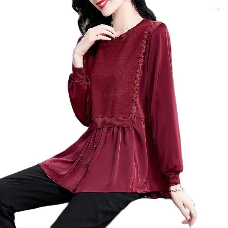 Women' Blouses Fashion Women' Shirts Tops 2023 Spring Summer Knitted Stitching Elegant Casual Red Black Long Sleeve Shir Blouse
Women' Blouses Fashion Women' Shirts Tops 2023 Spring Summer Knitted Stitching Elegant Casual Red Black Long Sleeve Shir Blouse