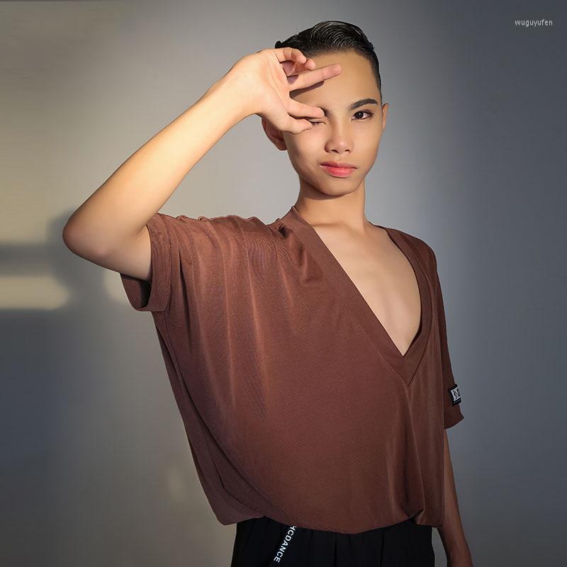 Stage Wear Kids Latin Dance Practice Clothes For Boys Loose V-Neck Short Sleeved Performance Costumes Child DQS7808, Brown
Stage Wear Kids Latin Dance Practice Clothes For Boys Loose V-Neck Short Sleeved Performance Costumes Child DQS7808, Brown