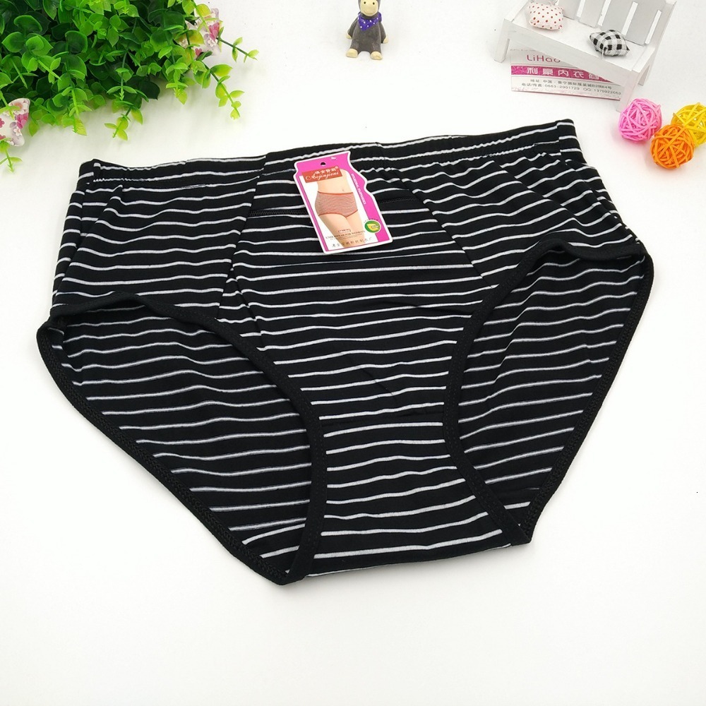 Women's Panties 10Pcs/lot ropa interior femenina Cotton Striped Zipper security Underwears Women Panties Plus Size 4XL lingerie women's brie