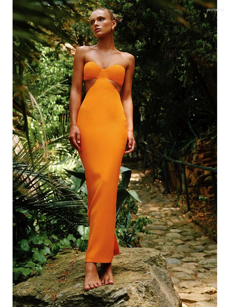 Casual Dresses Sexy Strapless Cutout Backless Long Bandage Dress Women Orange Sleeveless Hollow Out Bodycon Celebrity Party, Black
Casual Dresses Sexy Strapless Cutout Backless Long Bandage Dress Women Orange Sleeveless Hollow Out Bodycon Celebrity Party, Black