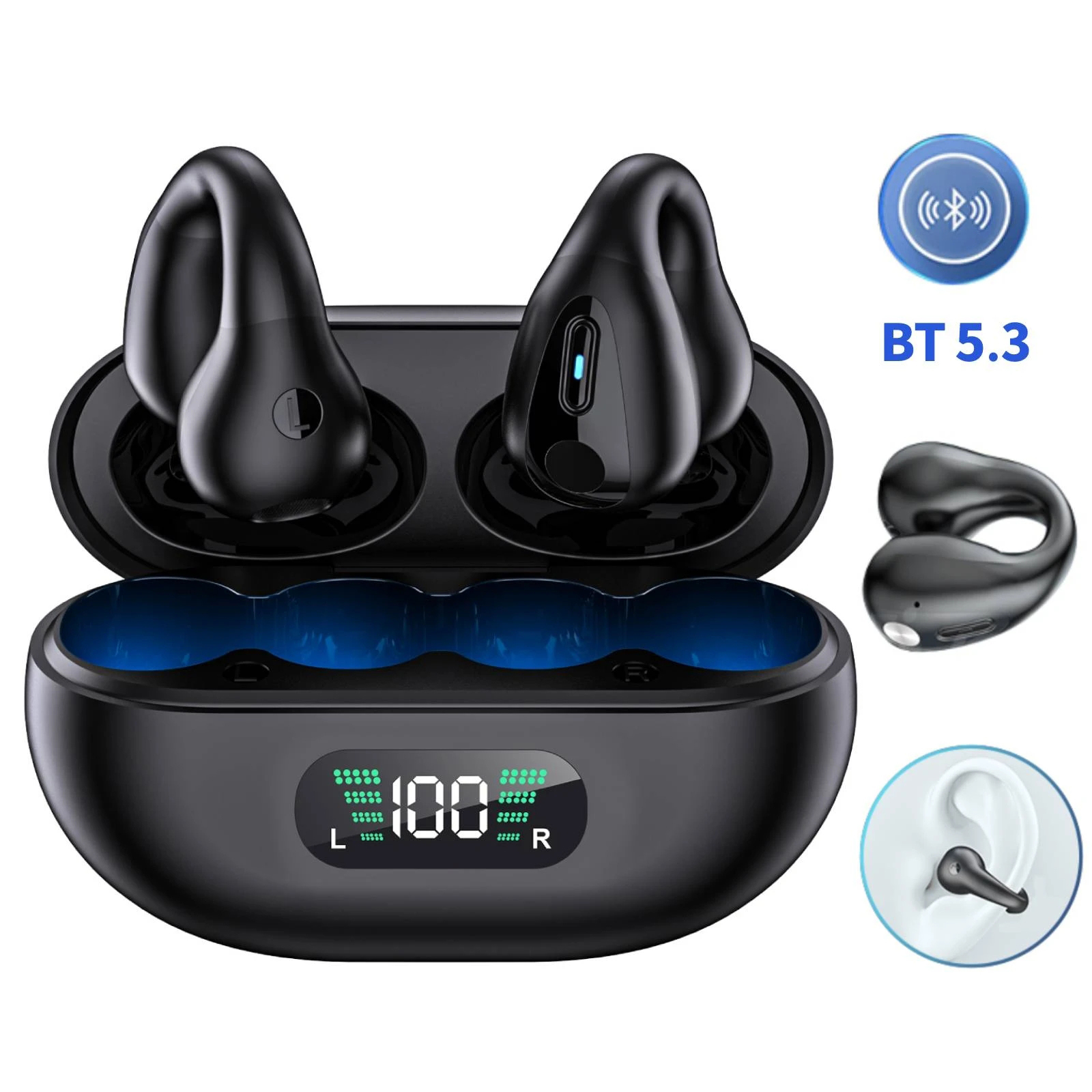 TWS For Ambie Wireless Earphones Bluetooth 5.3 Headphones Bone Conduction Headset Sport Earbuds Sound Earcuffs 1:1 Ear Earring, Black
TWS For Ambie Wireless Earphones Bluetooth 5.3 Headphones Bone Conduction Headset Sport Earbuds Sound Earcuffs 1:1 Ear Earring, Black