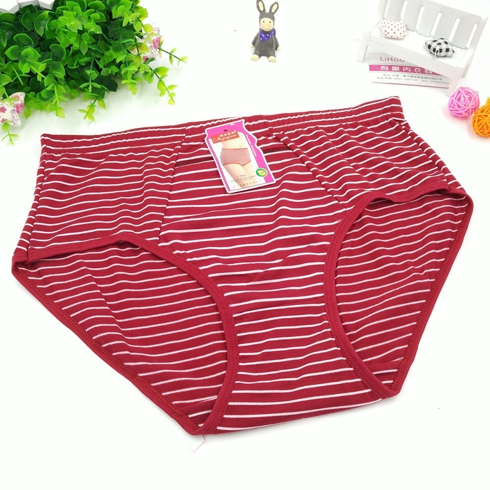 Women's Panties 10Pcs/lot ropa interior femenina Cotton Striped Zipper security Underwears Women Panties Plus Size 4XL lingerie women's brie